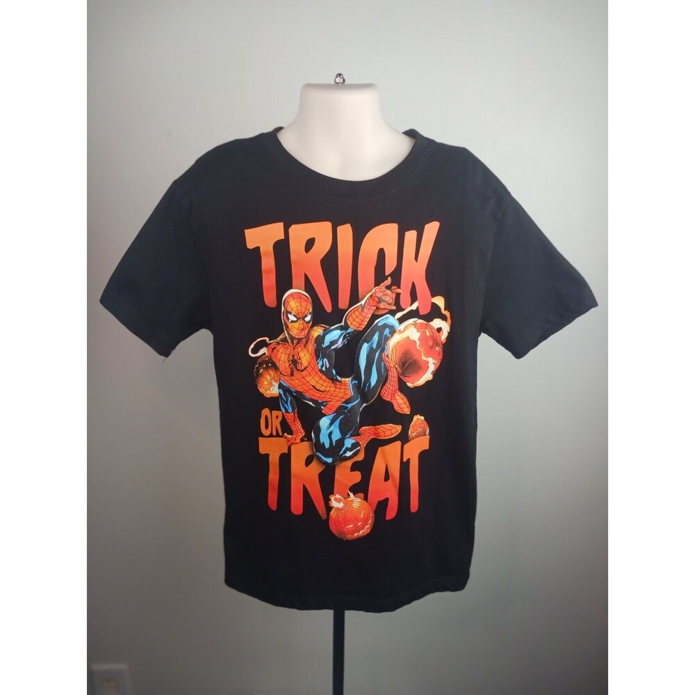 Boys Black Spider-Man Trick or Treat Halloween T-Shirt Tee Shirt Sz. S Youth